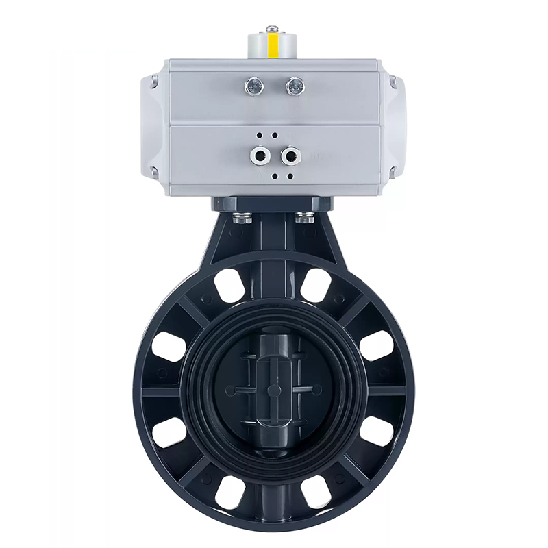 Pneumatic Plastic Butterfly Valve with Flanged Ends